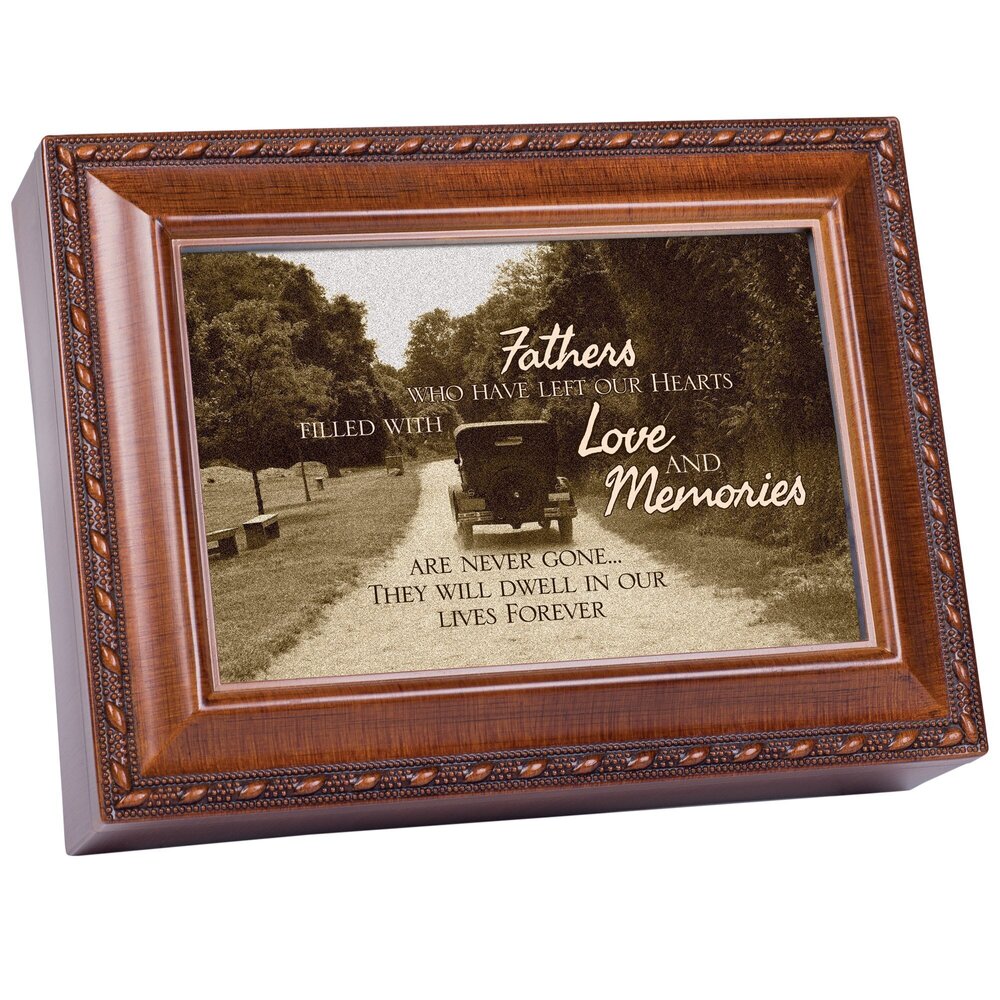 7731 Fathers Love and Memories Bereavement Woodgrain Rope Trim Music Box